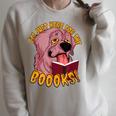 I'm Just Here ForThe BOOOKS Zombie Dog Reading a Book Men Women Kids Raglan Sleeve Sweatshirt Heather Forest