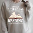 I'm Not Antisocial I'd Rather Be Reading Book Bookworm Raglan Sleeve Sweatshirt Heather Forest I'm Not Antisocial I'd Rather Be Reading Book Bookworm Raglan Sleeve Sweatshirt Heather Forest