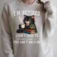 I'm Retired 2026 Cat Reading Book Retirement Raglan Sleeve Sweatshirt Heather Forest I'm Retired 2026 Cat Reading Book Retirement Raglan Sleeve Sweatshirt Heather Forest