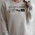I'm A Simple Woman I Love Coffee Flip Flops Dog Books Raglan Sleeve Sweatshirt Heather Forest