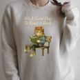 It’s A Good Day To Read A Book – Reading Cat Raglan Sleeve Sweatshirt Heather Forest