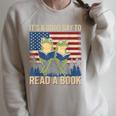 It's A Good Day To Read A Book Frog Vintage USA FLag Raglan Sleeve Sweatshirt Heather Forest