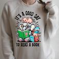 Its A Good Day To Read Book Lover Cute Pig And Elephant Raglan Sleeve Sweatshirt Heather Forest