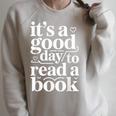 It's A Good Day To Read A Book Book Reading Library Raglan Sleeve Sweatshirt Heather Forest