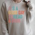 It's A Good Day To Read A Book Retro Vintage Raglan Sleeve Sweatshirt Heather Forest