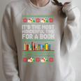 It's The Most Wonderful Time For A Book Xmas Bookworm Lover Raglan Sleeve Sweatshirt Heather Forest