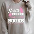 Jesus Coffee And Books Christian Reading Literary Raglan Sleeve Sweatshirt Heather Forest