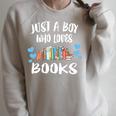 Just A Boy Who Loves Books Reading Raglan Sleeve Sweatshirt Heather Forest