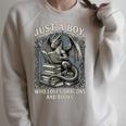 Just A Boy Who Loves Dragons And Books Fantasy Gothic Raglan Sleeve Sweatshirt Heather Forest