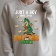 Just a Boy Who Loves Dragons And Books Reading Dragon Raglan Sleeve Sweatshirt Heather Forest