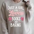 Just A Girl Who Loves Books And Baking Women Raglan Sleeve Sweatshirt Heather Forest