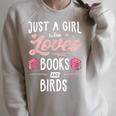 Just A Girl Who Loves Books And Birds Women Raglan Sleeve Sweatshirt Heather Forest
