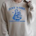 Just a Girl Who Loves Books Book Lover Bookish Raglan Sleeve Sweatshirt Heather Forest