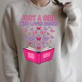 Just A Girl Who Loves Books Butterflies Reading Raglan Sleeve Sweatshirt Heather Forest