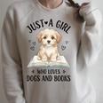 Just A Girl Who Loves Books And Dogs Puppy Pet Lover Raglan Sleeve Sweatshirt Heather Forest