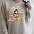 Just A Girl Who Loves Books Girls Books Lovers Reading Raglan Sleeve Sweatshirt Heather Forest