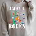 Just A Girl Who Loves Books Lover Librarian Reading Bookworm Premium Raglan Sleeve Sweatshirt Heather Forest