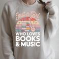 Just a Girl Who Loves Books And Music Raglan Sleeve Sweatshirt Heather Forest