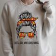 Just a Girl Who Loves Books Pajamas Shirt Reading Book Lover Raglan Sleeve Sweatshirt Heather Forest