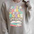 Just A Girl Who Loves Books Reading Bookworm & Read Book Raglan Sleeve Sweatshirt Heather Forest
