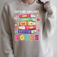 Just A Girl Who Loves Books Reading Library Raglan Sleeve Sweatshirt Heather Forest