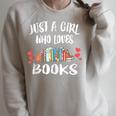 Just A Girl Who Loves Books Reading Raglan Sleeve Sweatshirt Heather Forest