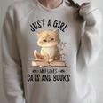 Just A Girl Who Loves Cats And Books Kitties Pet Art Lover Raglan Sleeve Sweatshirt Heather Forest