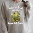 Just A Girl Who Loves Frogs And Books Cute Reading Raglan Sleeve Sweatshirt Heather Forest