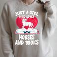 Just A Girl Who Loves Horses And Books Heart Reading Raglan Sleeve Sweatshirt Heather Forest