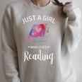 Just a Girl Who Loves Reading Book Lover Reading Raglan Sleeve Sweatshirt Heather Forest