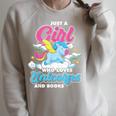 Just A Girl Who Loves Unicorns And Books Animal Reading Raglan Sleeve Sweatshirt Heather Forest