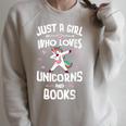 Just A Girl Who Loves Unicorns And Books Women Raglan Sleeve Sweatshirt Heather Forest