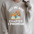 Just One More Chapter I Promise Book Lover Worm Nerd Raglan Sleeve Sweatshirt Heather Forest