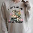 I Just Really Like Cats And Books Cat Watercolor Raglan Sleeve Sweatshirt Heather Forest I Just Really Like Cats And Books Cat Watercolor Raglan Sleeve Sweatshirt Heather Forest