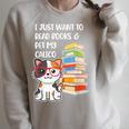 I Just Want To Read Books And Pet My Calico Kitty Cat Raglan Sleeve Sweatshirt Heather Forest