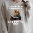 I Just Want To Read Books And Pet My Cat Raglan Sleeve Sweatshirt Heather Forest