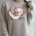 Kawaii Axolotl Pun Book Reader Raglan Sleeve Sweatshirt Heather Forest