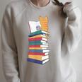 Kawaii Cat Books Tea Coffee Raglan Sleeve Sweatshirt Heather Forest