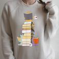 Kawaii Cats Books Coffee Raglan Sleeve Sweatshirt Heather Forest