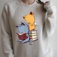 Kawaii Kittens Cats Tea And Books Cartoon Cat For Men Women Girls Kids Raglan Sleeve Sweatshirt Heather Forest