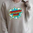 Kids Birthday Boy Superhero Boys Birthday Comic Book Raglan Sleeve Sweatshirt Heather Forest