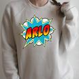 Kids Boys Arlo Comic Book Superhero Name Raglan Sleeve Sweatshirt Heather Forest