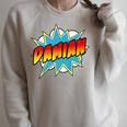 Kids Boys Damian Name Comic Book Superhero Raglan Sleeve Sweatshirt Heather Forest