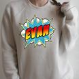 Kids Boys Evan Comic Book Superhero Name Raglan Sleeve Sweatshirt Heather Forest