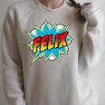Kids Boys Felix Comic Book Superhero Name Raglan Sleeve Sweatshirt Heather Forest