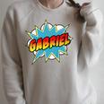 Kids Boys Gabriel Name Comic Book Superhero Raglan Sleeve Sweatshirt Heather Forest