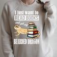 Kids Tiny Dinosaur Read Books & Pet My Bearded Dragon Lover Raglan Sleeve Sweatshirt Heather Forest