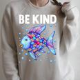 Be Kind Rainbow Scale Fish Teacher Reading Book Toddler Raglan Sleeve Sweatshirt Heather Forest