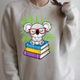 Koala Bear Librarian Reading Books Koala Raglan Sleeve Sweatshirt Heather Forest