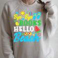 Last Day Of School Bye Bye Books Hello Beach Raglan Sleeve Sweatshirt Heather Forest